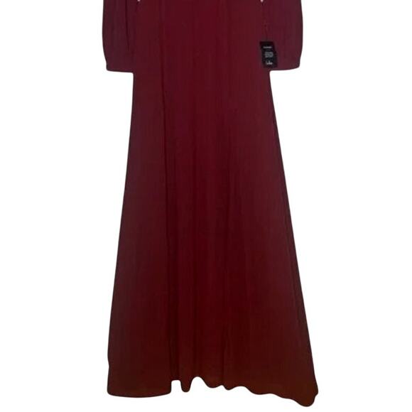 NWT Lulus Love You So Long Sleeve Openback Maxi Dress VNeck SideSlit S Burgundy - Picture 4 of 15